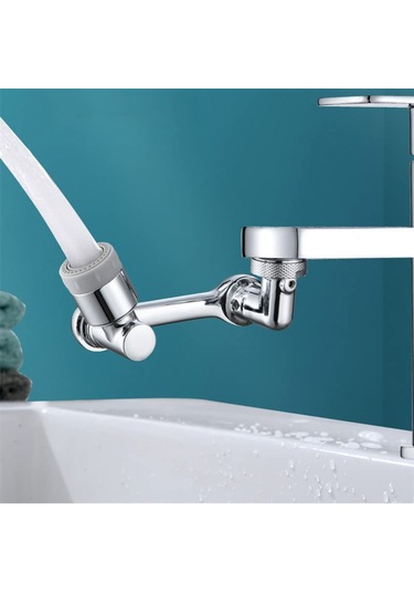 By Akcakese Krom 1080 Derece Dönebilen 2 Fonksiyonlu Musluk Ucu Gümüş