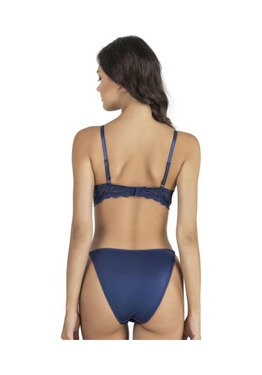 Fabony Bayan Dantelli Soft Kap Sütyen Külot Takımı 4280 Lacivert