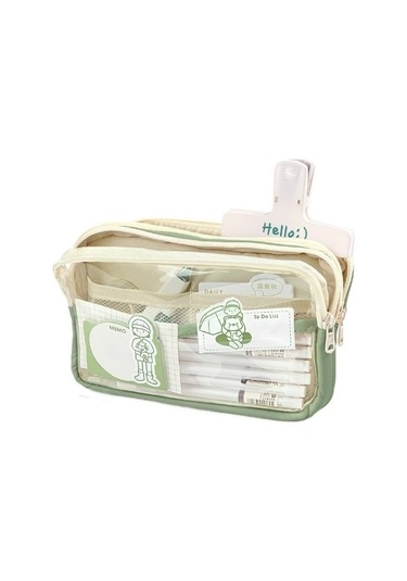 Şeffaf Kalem Çantası Öğrenci Kalem Kutusu Kalem Kutusu Erkek Ve Kız Oyuncakları Pa7o3r Açık Yeşil