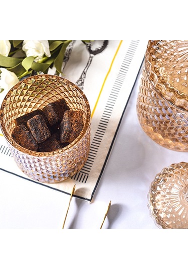 Sones Barok Tarzı Cam Pamuklu Çubuk Kutusu Çok İşlevli Saklama Kovası Kahverengi