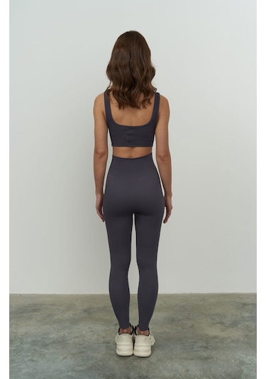 Jade Antrasit Dikişsiz Fitilli Tayt Antrasit