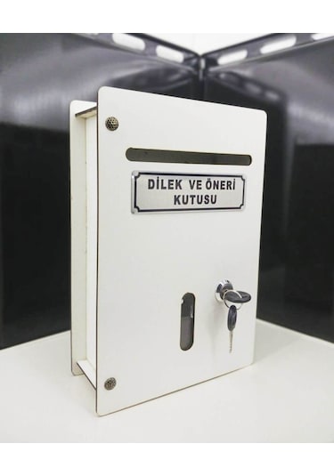 Beyaz Büyük Boy Ahşap Dilek Ve Öneri Kutusu