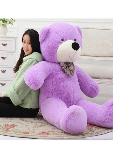 130 Cm Papyonlu Sevimli Büyük Peluş Ayıcık- % 100 Yerli Pembe