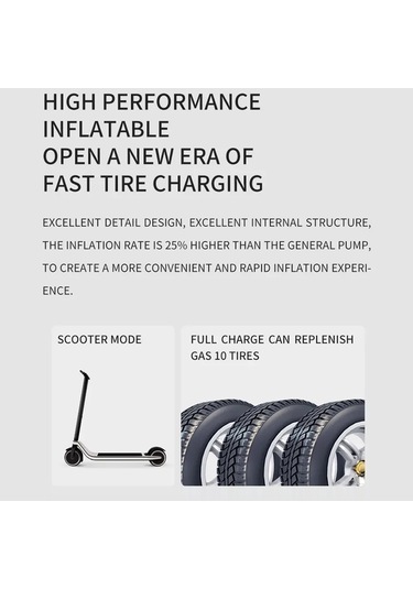 Çok Fonksiyonlu Taşınabilir Araba Elektrikli Kablosuz Lastik Şişirme Kompresör & Hava Pompası Dokunmatik Ekran Düğmesi
