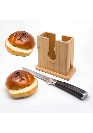 Ahşap Simit Dilimleyici, Ev Yapımı Ekmek Mutfak Pişirme Aracı Kompakt Tasarım İçin Ekmek Dilimleme Kılavuzu Ahşap