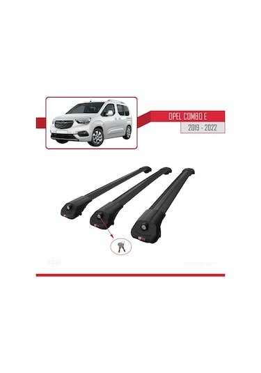 Opel Combo E 2019-2022 Arası İle Uyumlu Ace-1 Ara Atkı Tavan Barı Siyah 3 Adet Bar