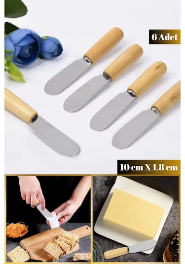 6'lı Ahşap Saplı Kahvaltı Bıçağı Seti Sos Sürme Bıçağı