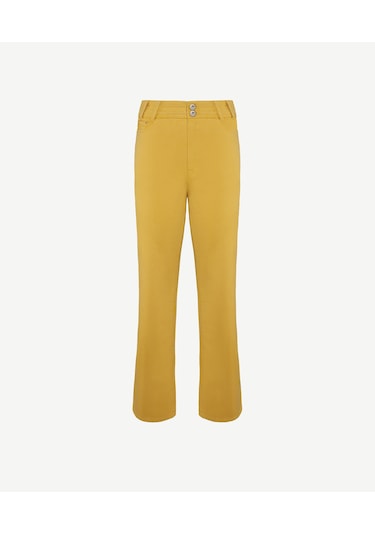Yargıcı Kemer Detaylı Cropeed Fit Non-denim Pantolon Sarı