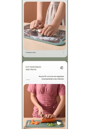 Kesme Tahtası, 1 Adet, Çift Taraflı Paslanmaz Çelik Plastik Çok İşlevli Kesme Tahtası Sebze Ve Et İçin 35 22cm