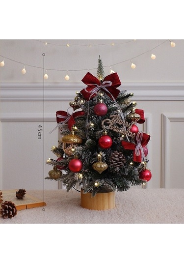 Küçük Noel Ağacı 45cm Kırmızı Meşe Fıstığı - Masaüstü Dekorasyon, Vitrin Süslemeleri, Ev Dekoru Kırmızı Kırmızı