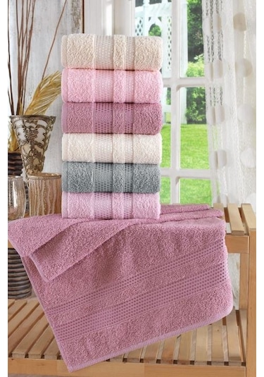 Zeynep Tekstil Stars Pamuklu El ve Yüz Havlu Seti 6'lı 50 x 90 CM Çok Renkli