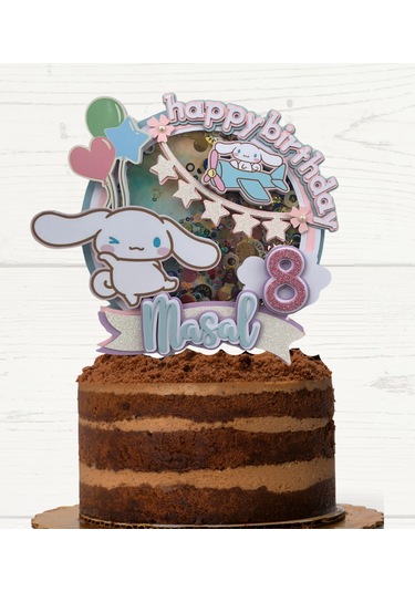 Cinnamoroll Temalı İsme Özel Kız Çocuk Doğum Günü 3D Pasta Süsü