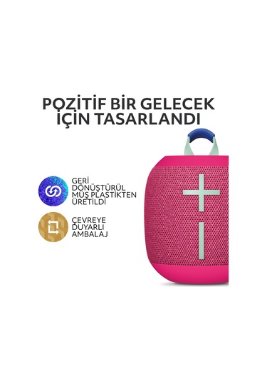 Ultimate Ears Wonderboom 4 Taşınabilir Su Geçirmez Bluetooth Hoparlör, Büyük Bas Ve 360 Derece Ses - Pembe
