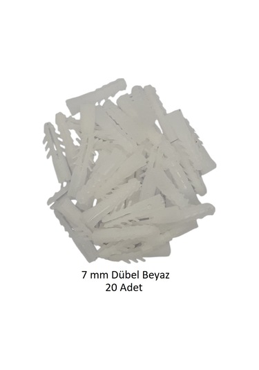 Dübel, 7 Mm Beyaz Dübel, 20 Adet
