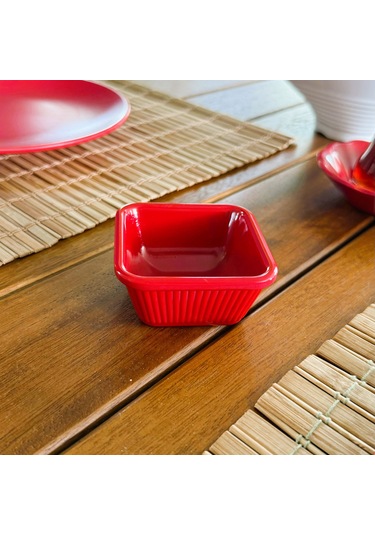 Alezy 528 Göreme Melamin Termostar Kare Sosluk 7 Cm Kırmızı