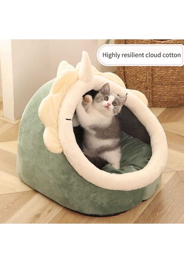 Geeroyoo Yıkanabilir Yarı Kapalı Kedi Yatağı, Yumuşak Tabanlı Ve Oyun Toplu Yeşil M Boyut