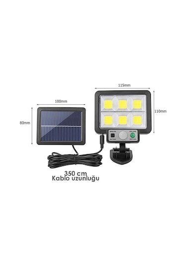 Jx-f72 Solar Panelli Hareket Sensörlü Üç Modlu Duvar Lambası Çok Renkli