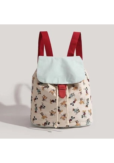 Charhp&kejnt Orijinal Niş Tasarım Mickey Mouse Sırt Çantası Şık Ve Çok Yönlü Bağcıklı Büyük Kapasiteli Okul Çantası Beyaz