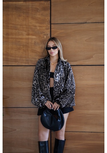 Cemo Leopar Desenli Kısa Kürk Ceket LEOPAR
