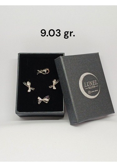 Siyah Kurdele Gümüş Takı Seti - Kolye Ucu, Küpe Ve Yüzük - Şık Ve Zarif Tasarım Gümüş