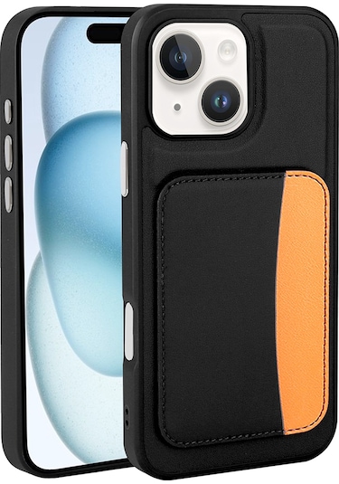 Thegencoo Apple, Uyumlu iPhone 13 Kılıf Kartlıklı Zore X-kart Silikon Kapak - Siyah