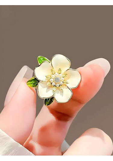 Bijoubijou Kadın Broşları 2'li Paket Çiçek 250613480 Altın Rengi