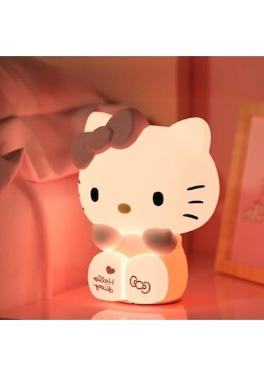 Konesam 15cm Kedi Şekilli Silikon Yatak Odası Lambası, Dokunarak Açma/kapatma Fonksiyonuyla Gece Lambası Pembe