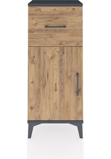 Arges Komodin Tek Raflı Tek Çekmeceli Tek Kapaklı 44x30x106 Antrasit-çam Antrasit