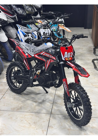 Enbest Benzınlı Çocuk Cros Motoru Hidrolik Frenler 7-17 Yaş Kırmızı