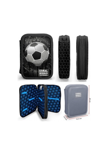 Coral High Siyah Beyaz Futbol Baskılı Erkek Çocuk Okul Çantası Ve Organizer Kalemlik Seti 23653+11153 Siyah - Beyaz