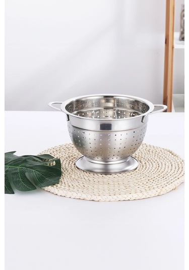 Olla Gümüş Paslanmaz Çelik Kevgir Karıştırma Kasesi Salata Makarna Sebze Meyve Süzgeç 30 Cm Gümüş