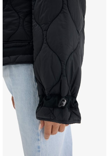 Defacto Su Geçirmez Regular Fit Fermuarlı Kapitoneli Mont E8674ax25aubk27 Siyah