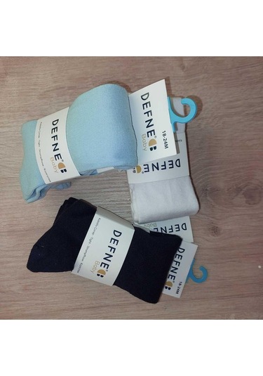 3 Adet Kışlık Pamuklu Desenli Erkek Çocuk Ve Bebek Külotlu Çorap-859 Mavi