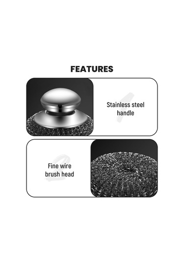 Fosenze 2 Adet Paslanmaz Çelik Temizlik Topu - Kaba Yabancı Madde Kaldırıcı, Tencere Ve Tabak Temizliği, Dökülmez Teli, Ev Ve Mutfak Kullanıma Uygun Gümüş