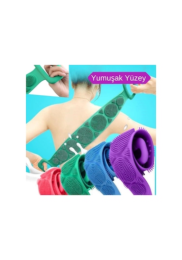 Çift Taraflı Banyo Hamam  Lifi Silikon Masajlı Yumuşak Duş Lifi Uz