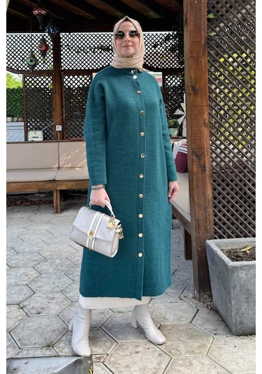 Rabia Şamlı Yakut Angora Triko Kap Zümrüt Çok Renkli
