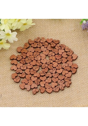 100 Adet Ahşap Aşk Kalp Düğmesi Düğün Masa Dağılımı Konfeti Dekorasyon El Sanatları Love Letter
