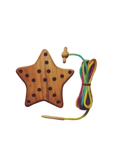 İp Geçirme Örme Oyunu Ahşap Yıldız