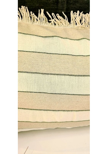 Keten Bohem Püsküllü Vintage 2'li Dikdörtgen Kırlent Kılıfı