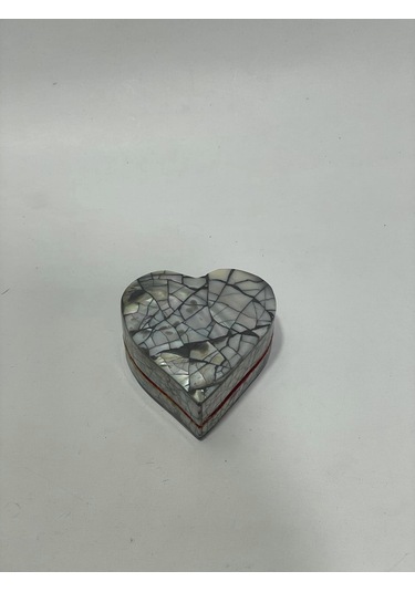 Sedef Kaplama Kalp Model Kadife Hediye Kutusu Küçük-model 1