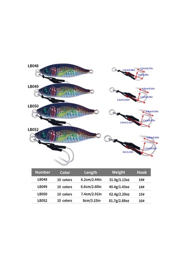 10 Renk/set Hengjıa Demir Plaka Kurşun Balık Kukla Yem Yavaş Marş Deniz Balıkçılığı Lures, Model: 40g