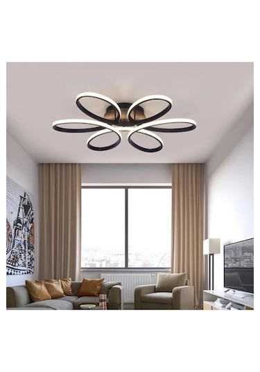 Sedef Siyah Renk Yatak Odası Salon Gün Işığı Ve Beyaz Led Avize Siyah