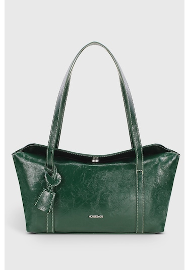 Rugan Yeşil Kapaklı Bowling Omuz Çantası 270 Rugan Yeşil