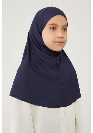 Tesettür Çocuk Namaz Bonesi Eşarbı Şalı Hijabı Lacivert Lacivert
