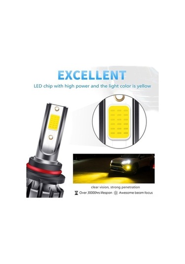 Ulzyvf Yüksek Su Sis Sarı, Reedark 3000 Lümen, Led Ip68 Su Geçirmez Far Ampulü 9006/hb4 30w 3000k 2 Adet