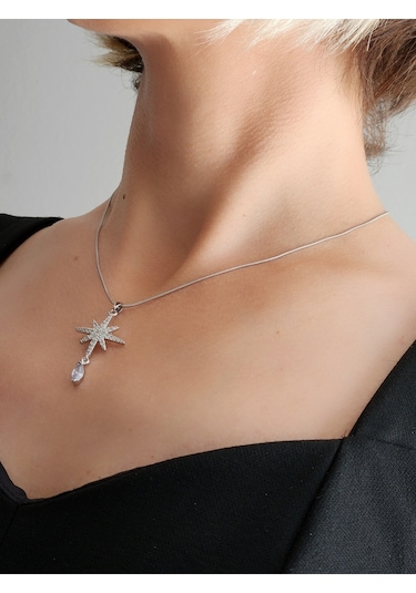 Kuzey Kutup Yıldızı Figürlü Silver Gümüş Renkli Kolye