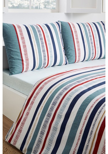 Floretta Tracejada Çift Kişilik Nevresim Takımı MAVI