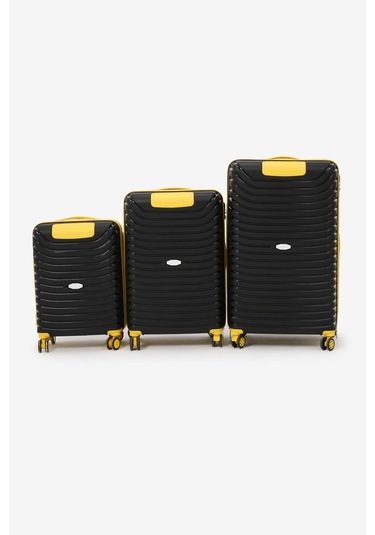 3'lü Set Silikon Kırılmaz Pp Unisex Siyah Sarı Valiz Pwvlz005 Siyah Sarı