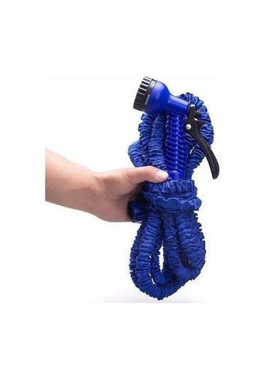 Novahub Esnek Genişletilebilir Mavi Bahçe Hortumu 125ft Teleskopik Nozulu Püskürtme Tabancası