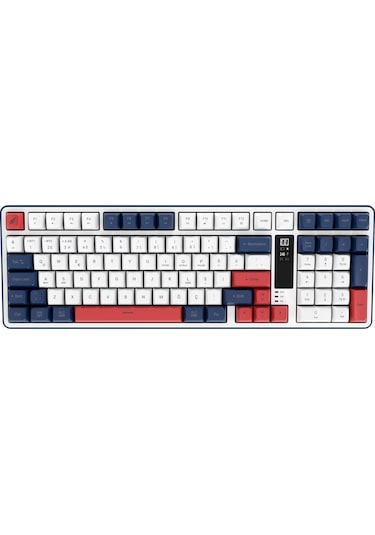 Hk257 Membrane Lcd Rgb Kablosuz/bluetooth Kırmızı Mavi Full Türkçe Gaming Klavye